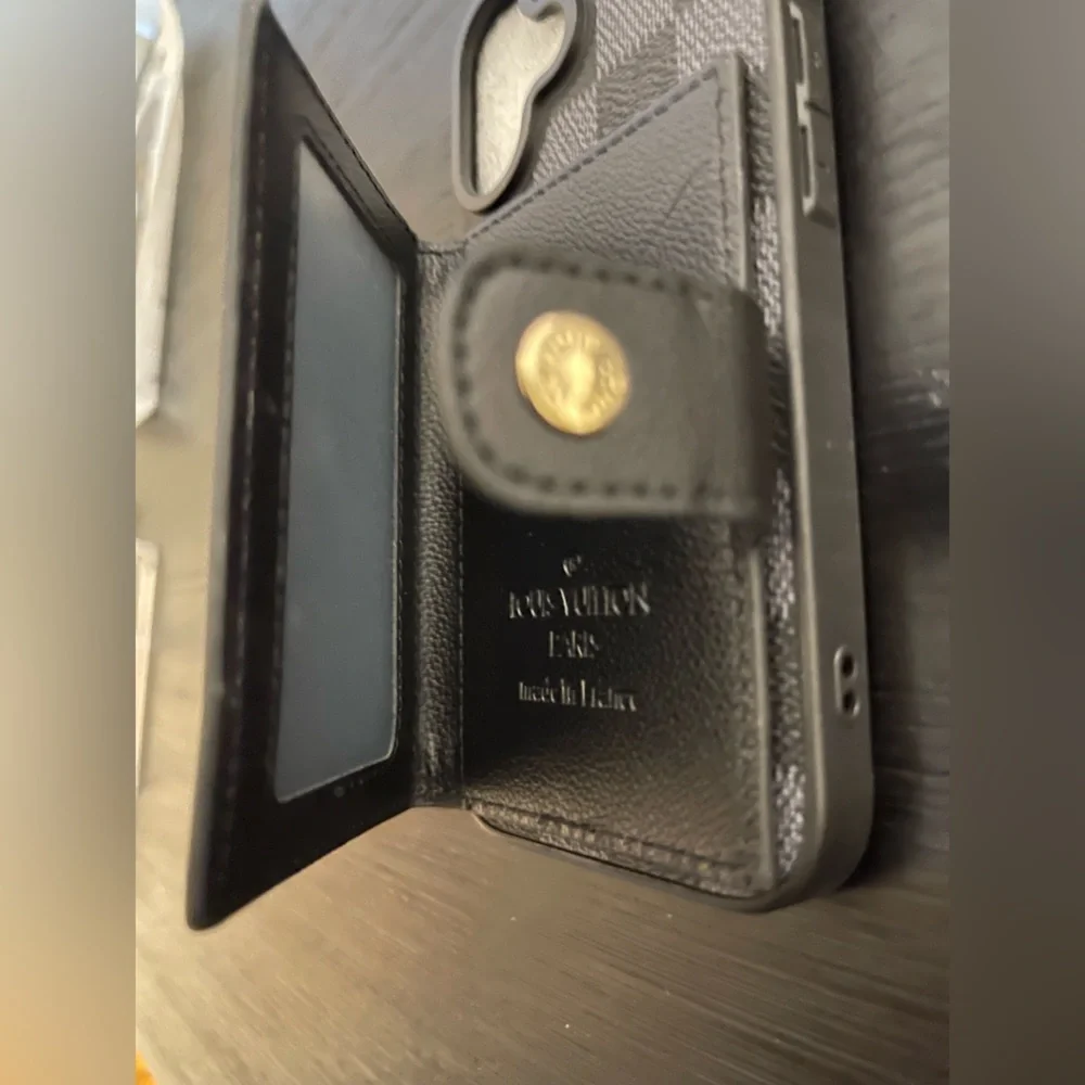 iPhone 16 with Checkered Phone Wallet Case